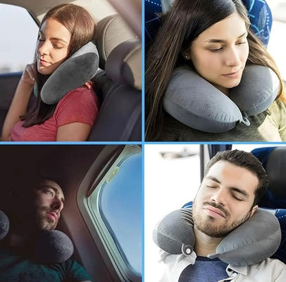 HOMEWINS 100% Pure Memory Foam Travel Pillow – Soft Neck & Head Support Cushion for Airplane, Car, Home & Office (Random Color)