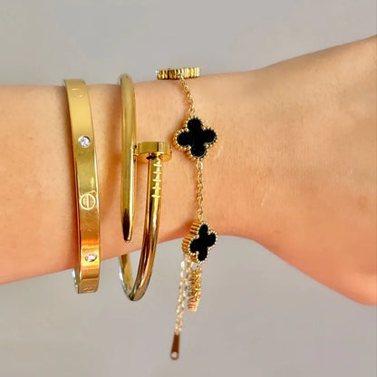 Stainless Steel 3 Piece Bracelet And Bangle Combo - Durable Elegant Accessory Set For Stylish Layering And Daily Wear