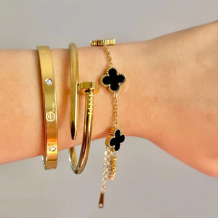 Stainless Steel 3 Piece Bracelet And Bangle Combo - Durable Elegant Accessory Set For Stylish Layering And Daily Wear