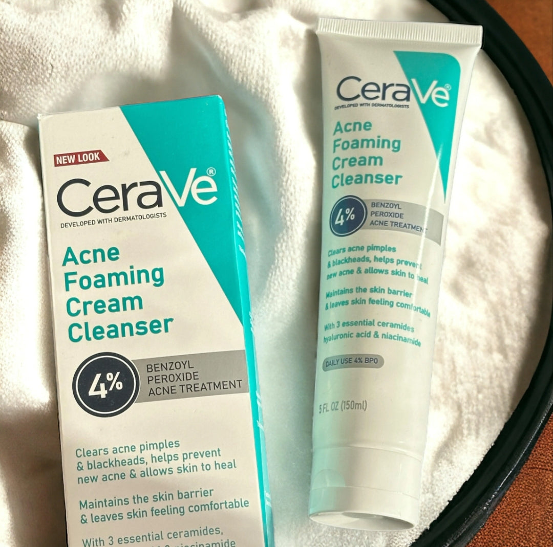 CeraVe Acne Foaming Cream Cleanser – 4% Benzoyl Peroxide Treatment 120ml