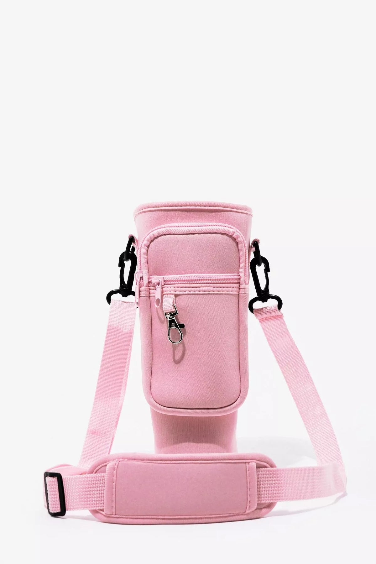 40oz Tumbler Bag with Phone Pocket – Blush Pink Insulated Cup Holder Carrying Bag with Adjustable Strap