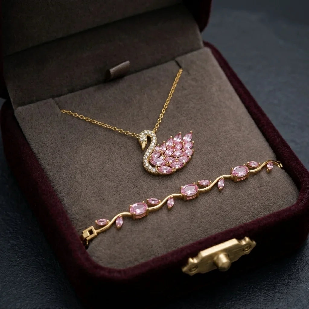 Tulip Bracelet With Swan Necklace Stainless Steel Durable Comfortable Stylish Affordable Practical Choice Reliable Performance