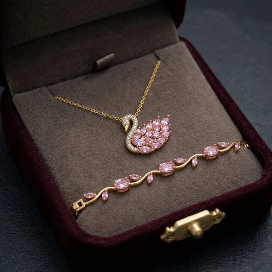 Tulip Bracelet With Swan Necklace Stainless Steel Durable Comfortable Stylish Affordable Practical Choice Reliable Performance