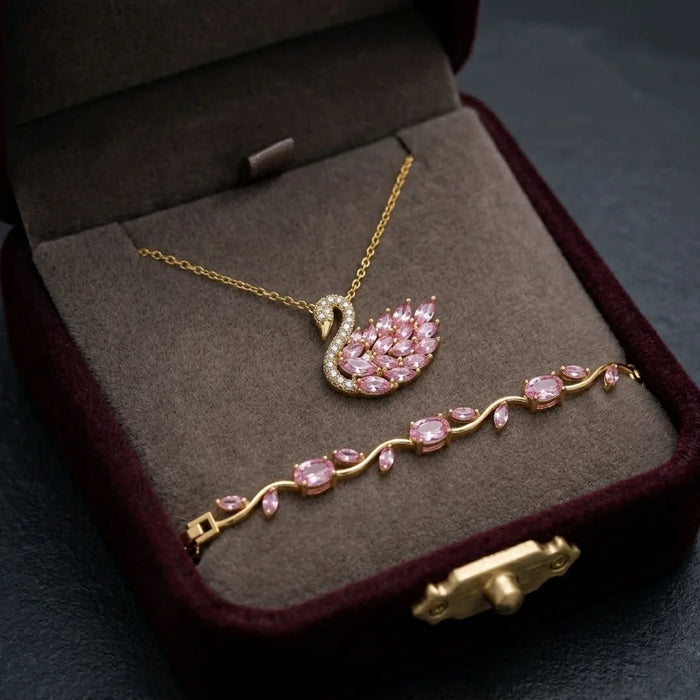Tulip Bracelet With Swan Necklace Stainless Steel Durable Comfortable Stylish Affordable Practical Choice Reliable Performance